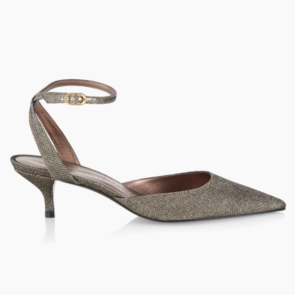 Stuart Weitzman Barelythere 50MM Shimmery Kitten Heels